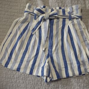 Madewell Blue and White Striped Women's Shorts
